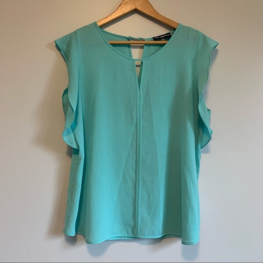 Karl Lagerfeld Turquoise Sleeveless Blouse